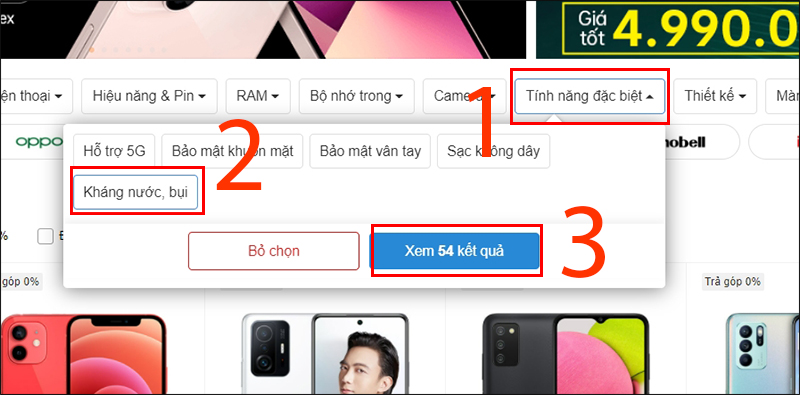 Lọc tính năng kháng nước